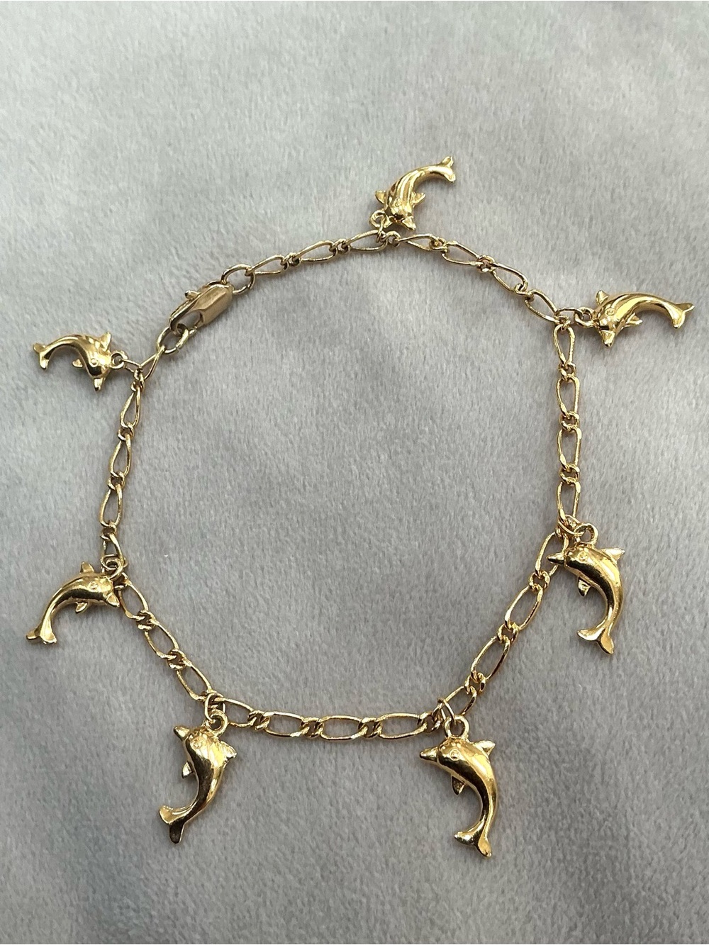 Gold Tone Dolphin Charm Bracelet